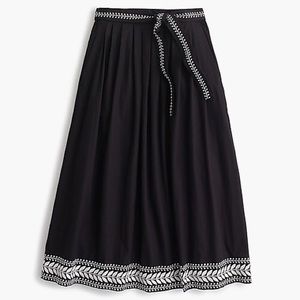 Jcrew embroidered midi skirt NWT